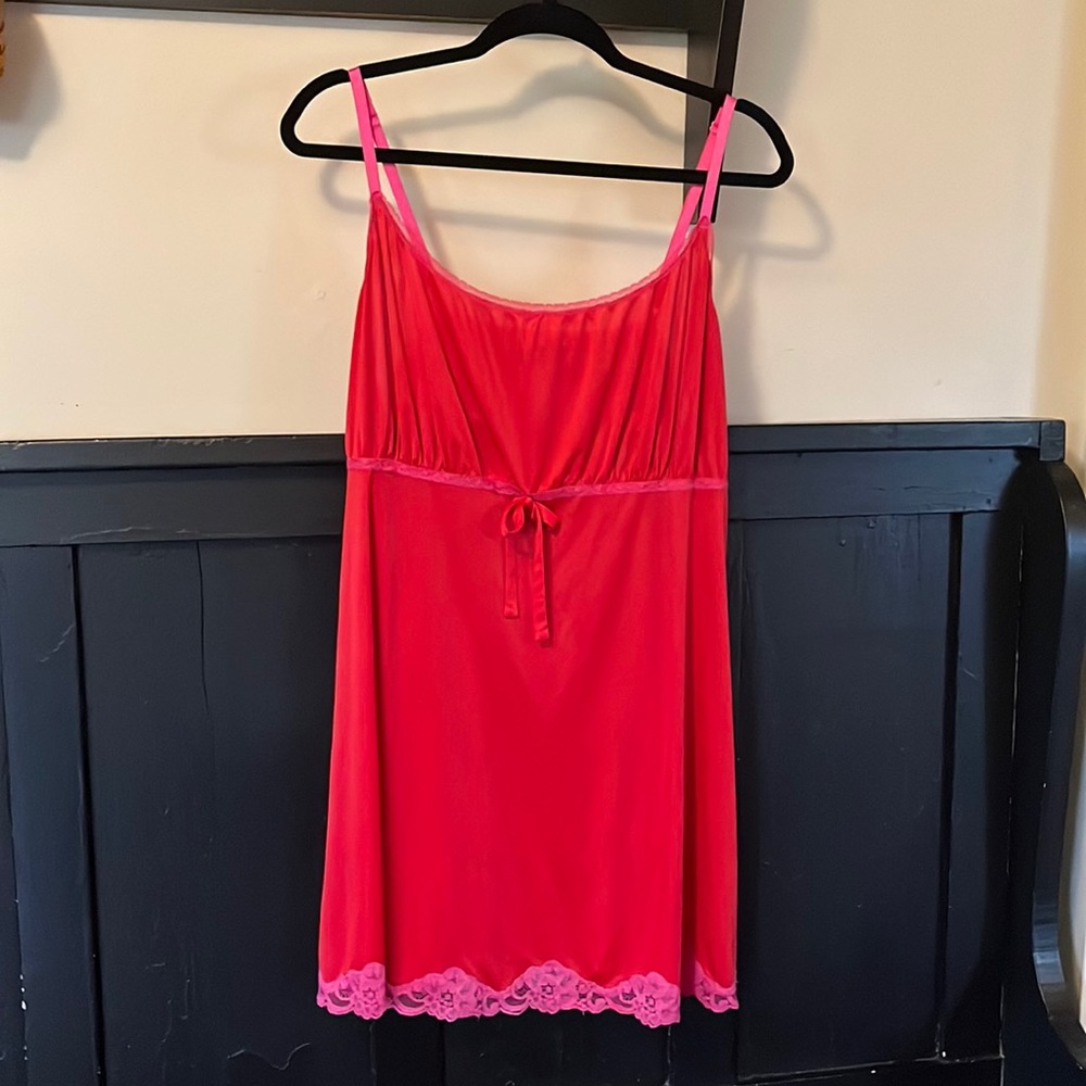 Jacalyn Bennett red pink nightgown lingerie 2x? (Designers sample) chemise slip